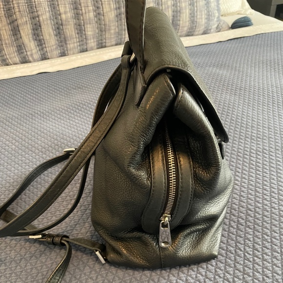 Michael Kors Raven Pebbled Leather Black & Silver Backpack Purse w/ Dust Bag - Picture 4 of 7